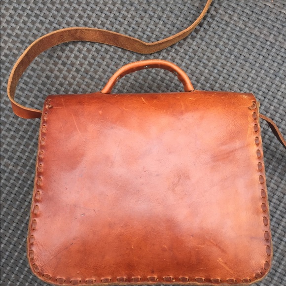 Vintage Brown Leather Crossbody Bag Fall Boho - Picture 3 of 10